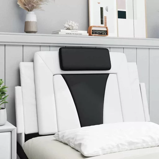Fekete és fehér műbőr fejtámla párna Viana 80 cm