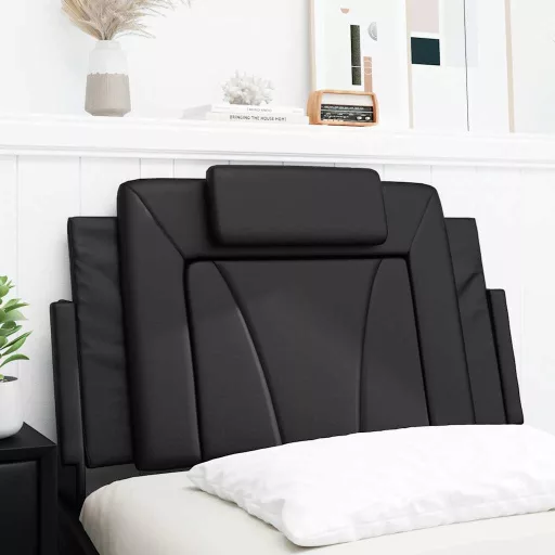 Fekete műbőr fejtámla párna Viana 90 cm