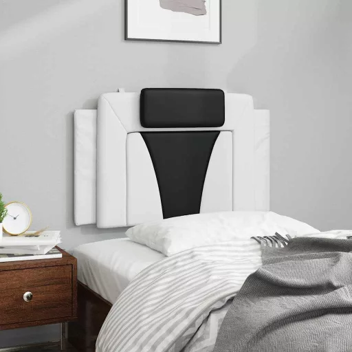 Fekete és fehér műbőr fejtámla párna Viana 90 cm