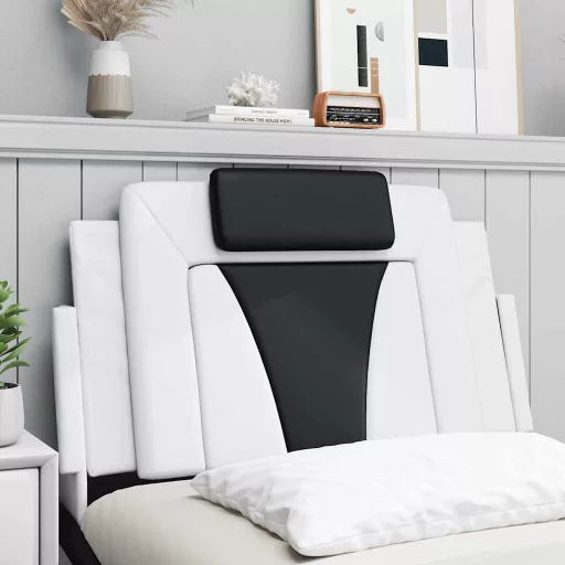 Fekete és fehér műbőr fejtámla párna Viana 90 cm