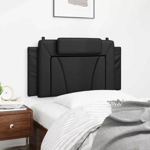 Fekete műbőr fejtámla párna Viana 100 cm