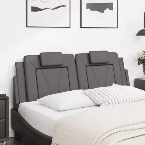 Szürke műbőr fejtámla párna Viana 120 cm