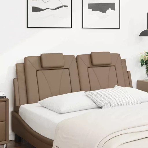 Cappuccino színű műbőr fejtámla párna Viana 120 cm