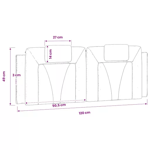 Cappuccino színű műbőr fejtámla párna Viana 120 cm