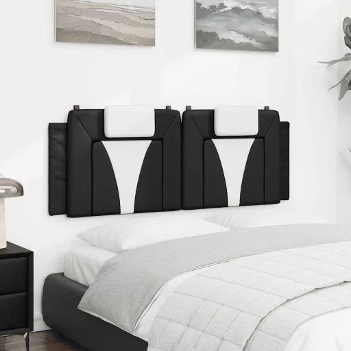 Fekete és fehér műbőr fejtámla párna Viana 120 cm