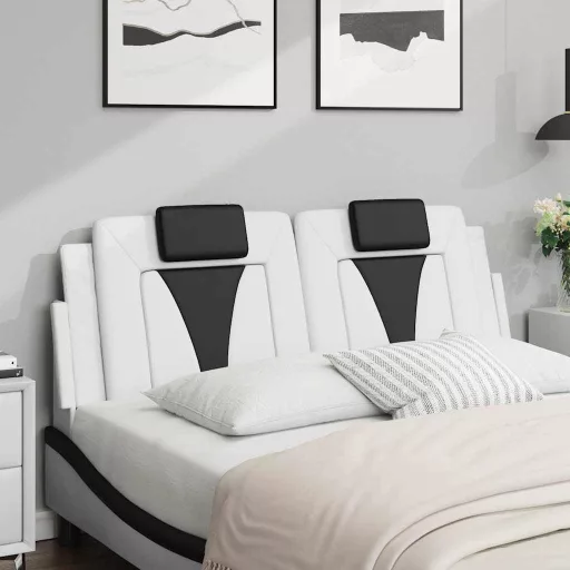 Fekete és fehér műbőr fejtámla párna Viana 120 cm