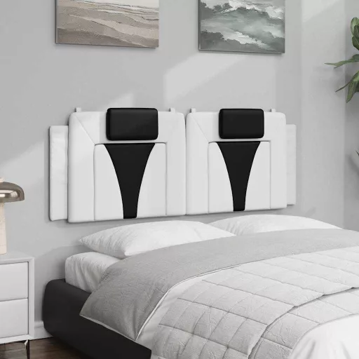 Fekete és fehér műbőr fejtámla párna Viana 120 cm