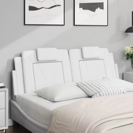 Fehér műbőr fejtámla párna Viana 140 cm