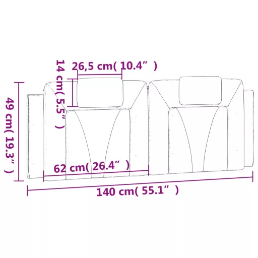 Fehér műbőr fejtámla párna Viana 140 cm