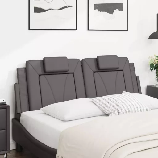 Szürke műbőr fejtámla párna Viana 140 cm