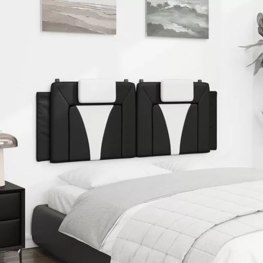 Fekete és fehér műbőr fejtámla párna Viana 140 cm