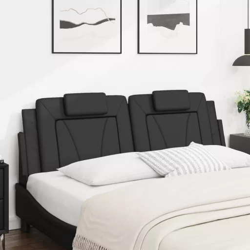 Fekete műbőr fejtámla párna Viana 160 cm