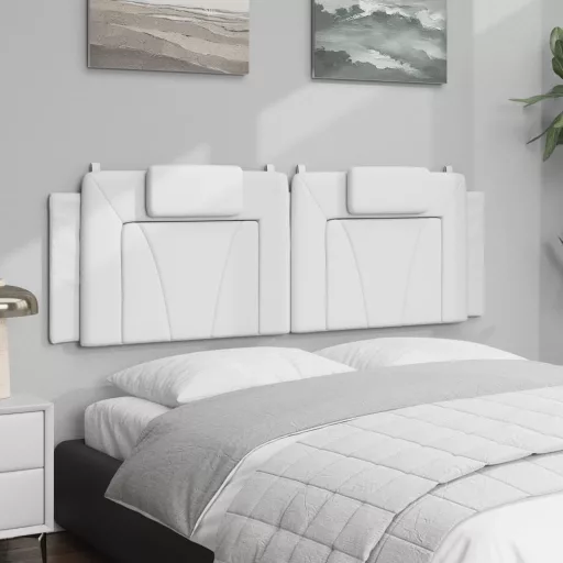 Fehér műbőr fejtámla párna Viana 160 cm
