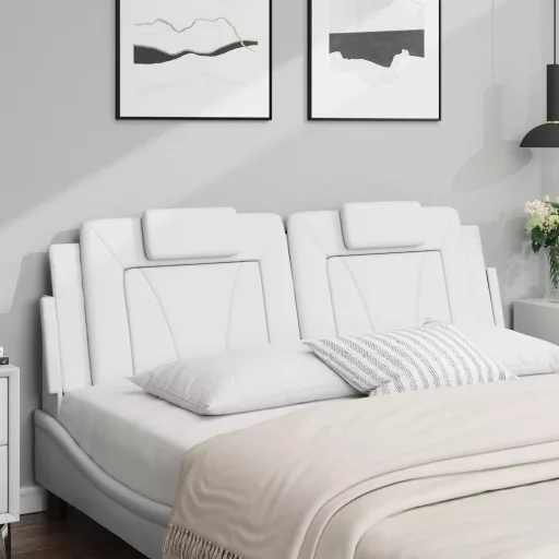 Fehér műbőr fejtámla párna Viana 160 cm