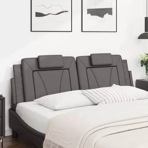 Szürke műbőr fejtámla párna Viana 160 cm