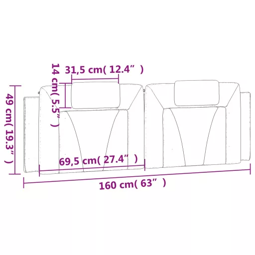 Szürke műbőr fejtámla párna Viana 160 cm