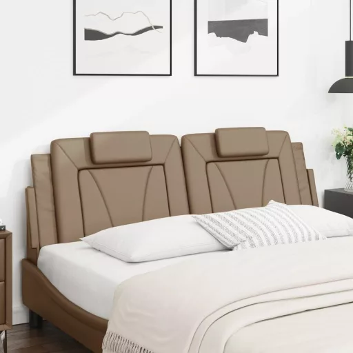 Cappuccino színű műbőr fejtámla párna Viana 160 cm