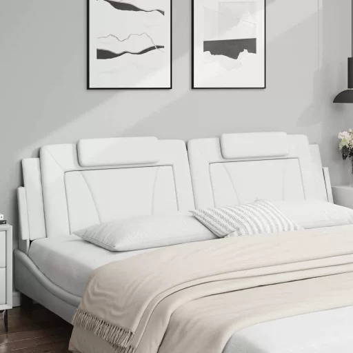 Fehér műbőr fejtámla párna Viana 200 cm