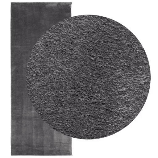 HUARTE antracit rövid szálú puha és mosható szőnyeg 80 x 200 cm