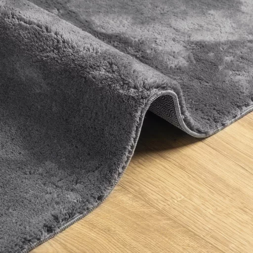 HUARTE antracit rövid szálú puha és mosható szőnyeg 80 x 250 cm