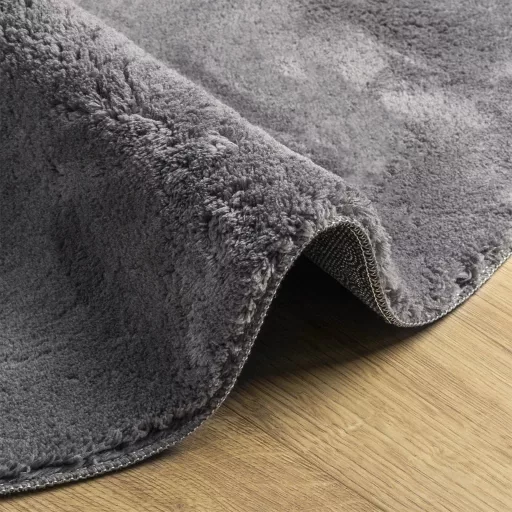 HUARTE antracit rövid szálú puha és mosható szőnyeg Ø 80 cm