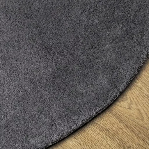 HUARTE antracit rövid szálú puha és mosható szőnyeg Ø 100 cm
