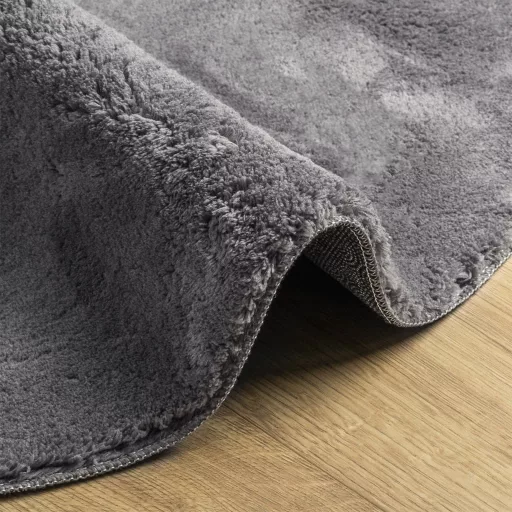 HUARTE antracit rövid szálú puha és mosható szőnyeg Ø 120 cm