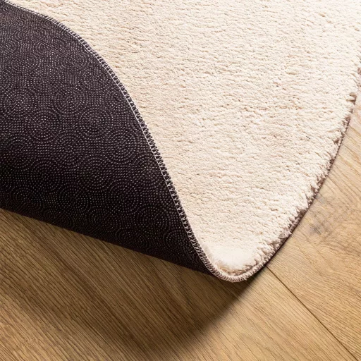 HUARTE bézs rövid szálú puha és mosható szőnyeg Ø 80 cm