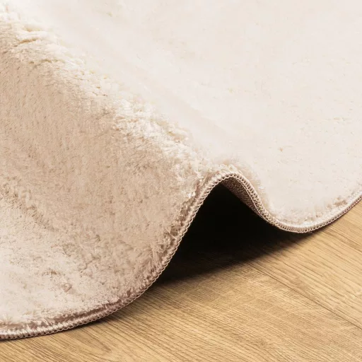 HUARTE bézs rövid szálú puha és mosható szőnyeg Ø 80 cm