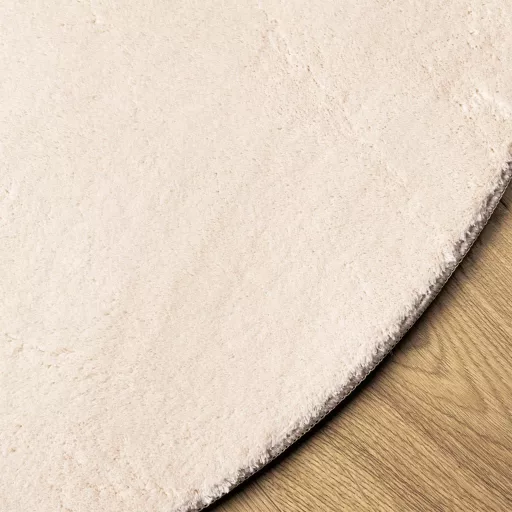 HUARTE bézs rövid szálú puha és mosható szőnyeg Ø 120 cm