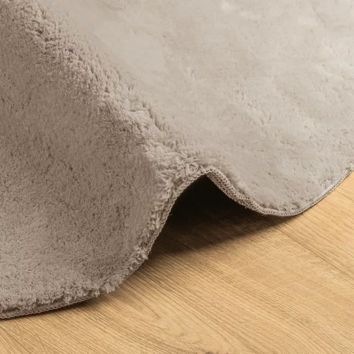 HUARTE homokszínű rövid szálú puha és mosható szőnyeg Ø 120 cm