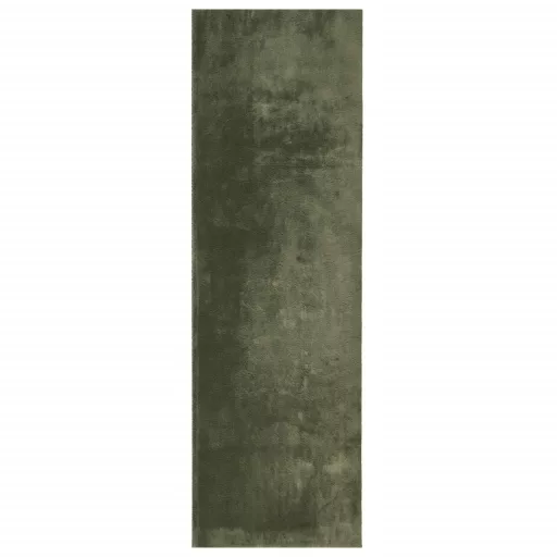 HUARTE erdőzöld rövid szálú puha és mosható szőnyeg 80 x 250 cm