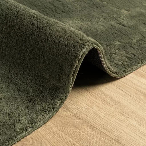 HUARTE erdőzöld rövid szálú puha és mosható szőnyeg 80 x 250 cm