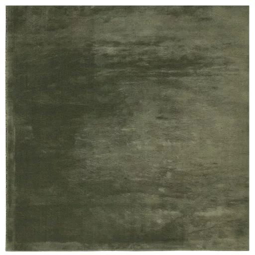 HUARTE erdőzöld rövid szálú puha és mosható szőnyeg 120x120 cm
