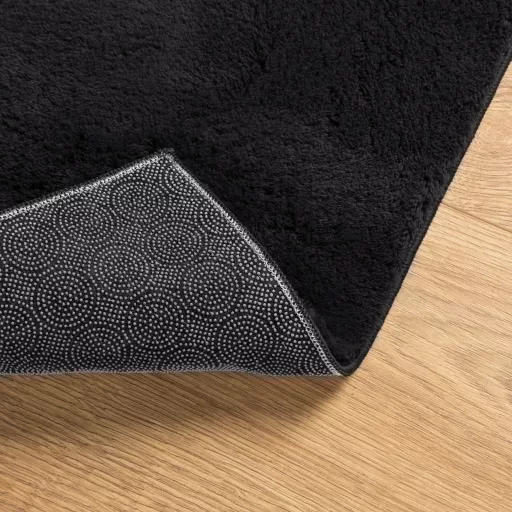 HUARTE fekete rövid szálú puha és mosható szőnyeg 80 x 200 cm