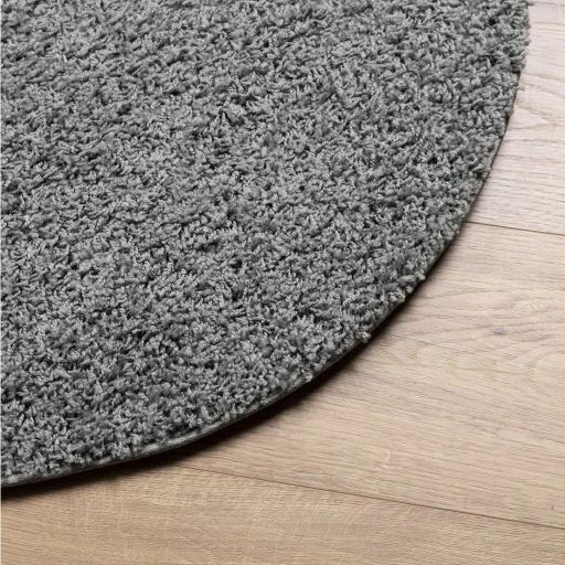 PAMPLONA zöld magas szálú bolyhos modern szőnyeg Ø 80 cm