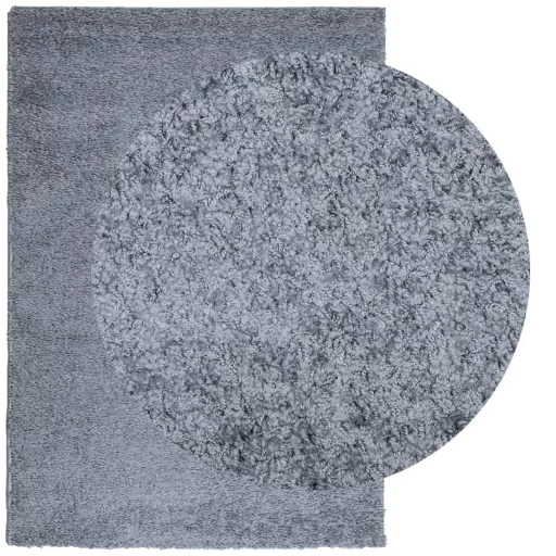PAMPLONA kék magas szálú bolyhos modern szőnyeg 140 x 200 cm