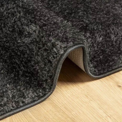 ISTAN antracitszürke hosszú szálú fényes szőnyeg 100 x 200 cm