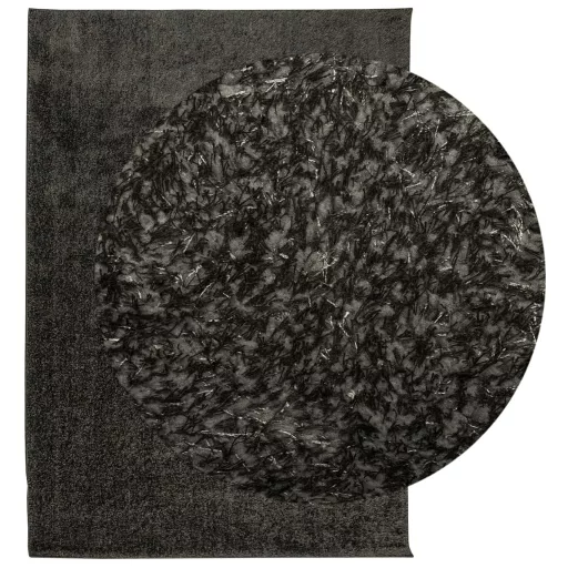 ISTAN antracitszürke hosszú szálú fényes szőnyeg 140 x 200 cm