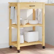 MONZA tömör fenyőfa konyhai kocsi 60 x 40 x 88,5 cm