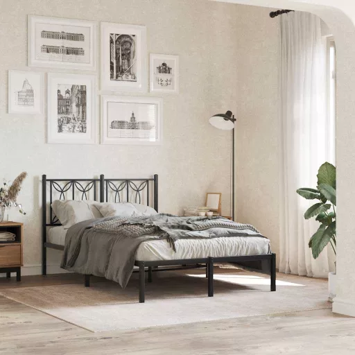 Fekete fém csere fejtámla 120 cm