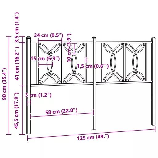 Fekete fém csere fejtámla 120 cm