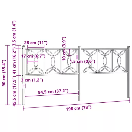 Fekete fém csere fejtámla 193 cm