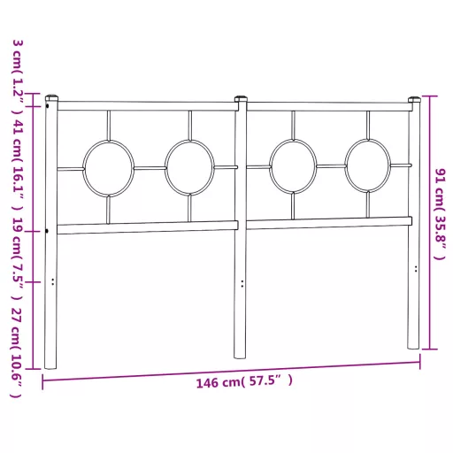 Fehér fém csere fejtámla 140 cm