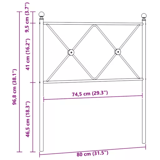 Fehér fém csere fejtámla 75 cm