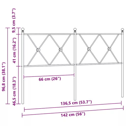 Fehér fém csere fejtámla 137 cm