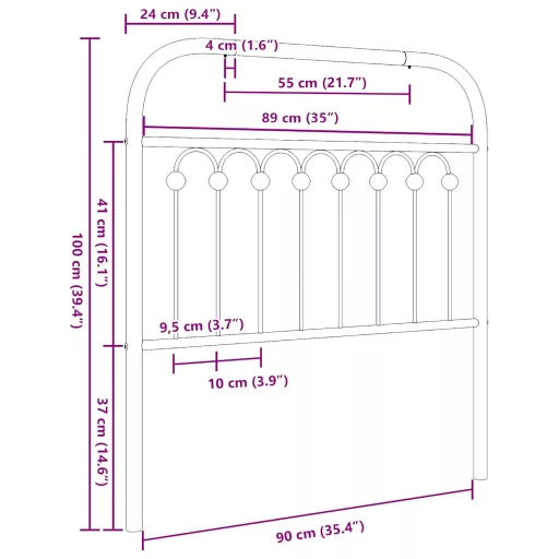 Fehér fém csere fejtámla 90 cm