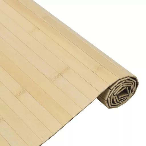 Négyszögletű világos természetes bambusz szőnyeg 60 x 300 cm