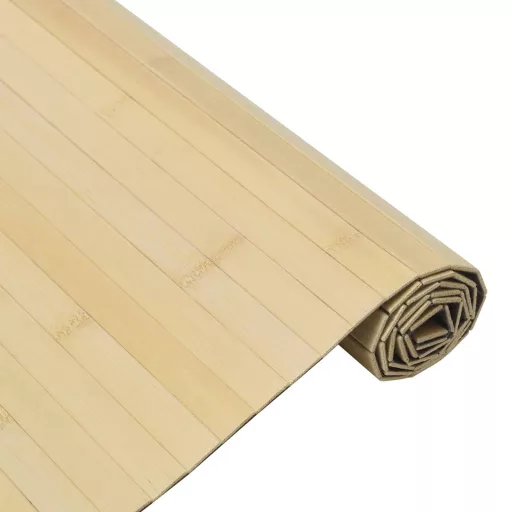 Négyszögletű világos természetes bambusz szőnyeg 70 x 100 cm