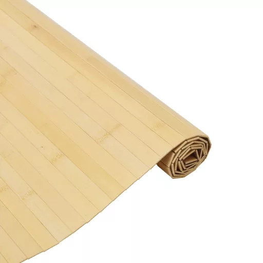 Négyszögletű világos természetes bambusz szőnyeg 80 x 100 cm